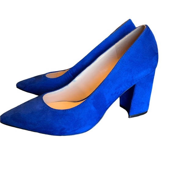 Nine West new cobalt blue suede heels pointed toe size 6.5 - Picture 1 of 6